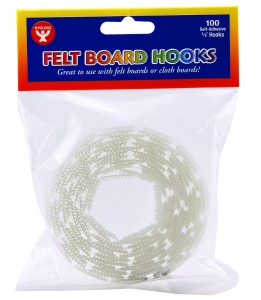 Felt Board Hooks - Self-adhesive Hook & Loop Backing, 100 Ct.5/8" Hooks, Rolled